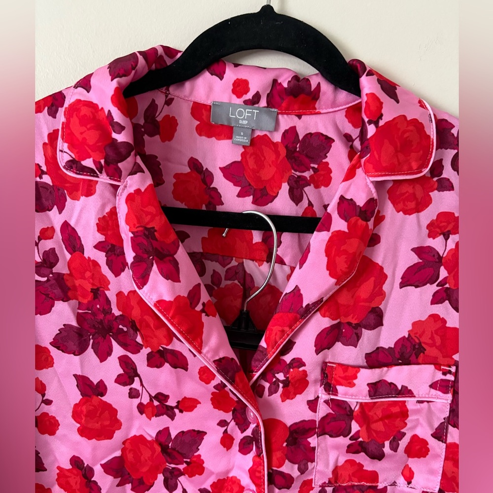 Loft Ladies Pjs Set Sleep‎ Wear Rose Blush SzSmall Soft Satin Feel NWOT - Picture 4 of 12